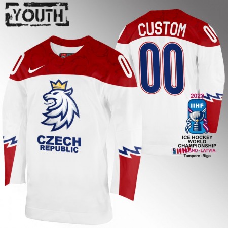 Tsjekkisk Republikk Hockeydrakt Custom IIHF World Championship 2023 Hvit - Barn
